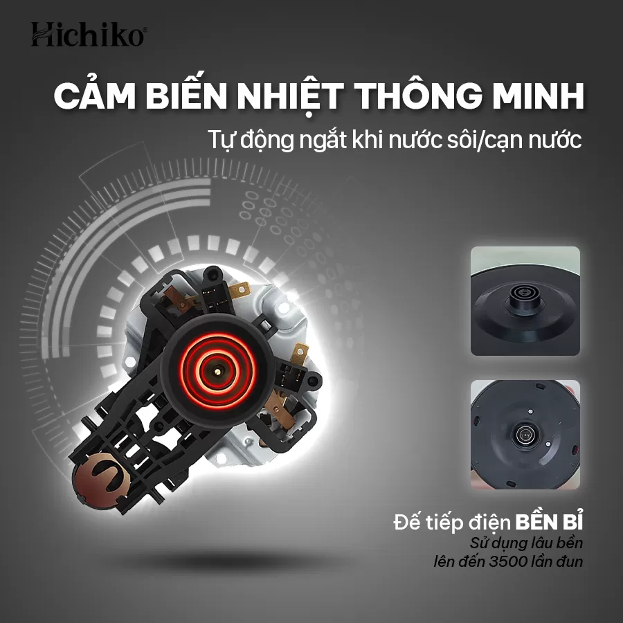 Ấm Đun Nước, Đun Siêu Tốc Hichiko HC - 818, dày 2 lớp dung tích 1,8L