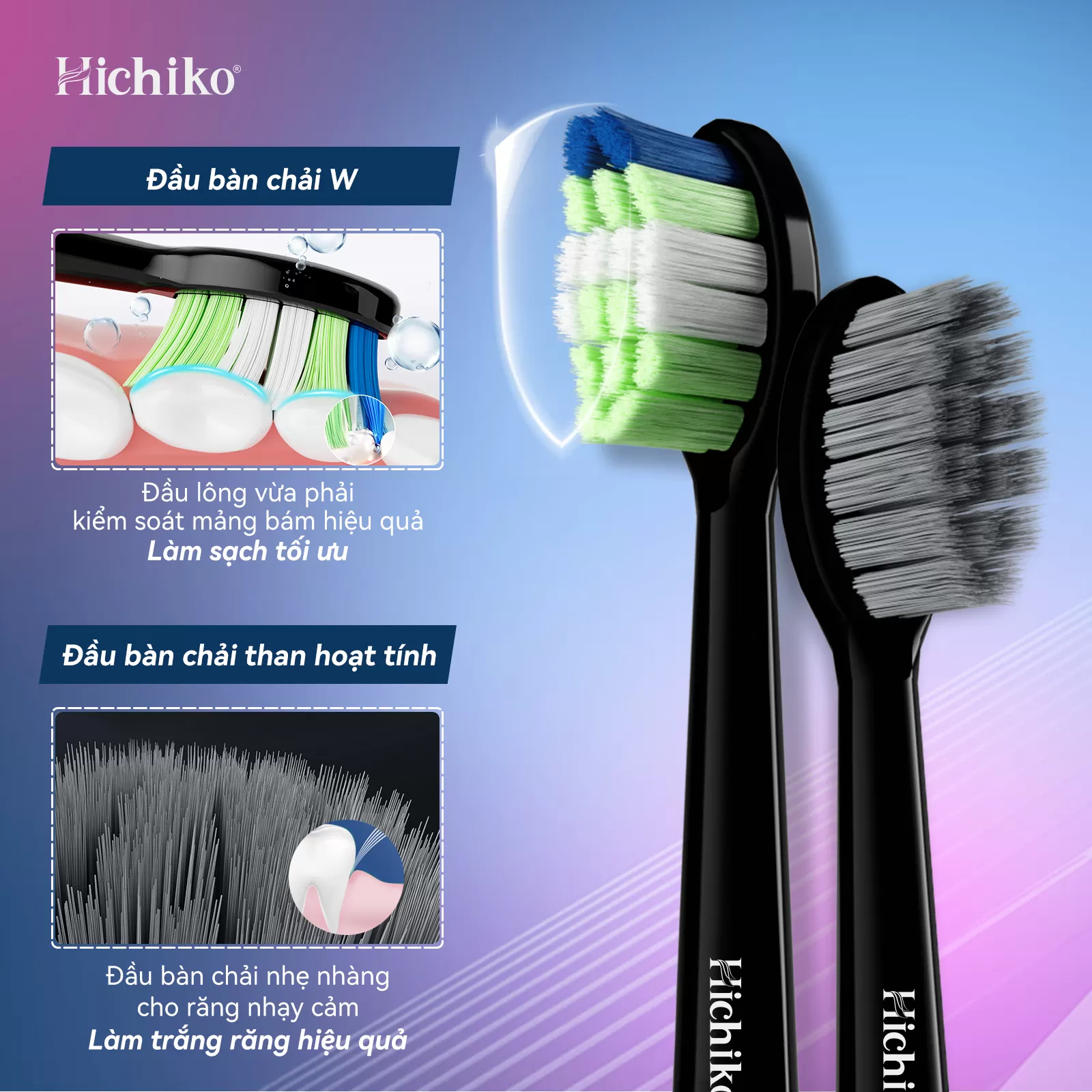 Bàn chải đánh răng điện Hichiko HC9801 5 chế độ, Công Nghệ Sóng Âm, Chải Sạch Mảng Bám Tới 10X