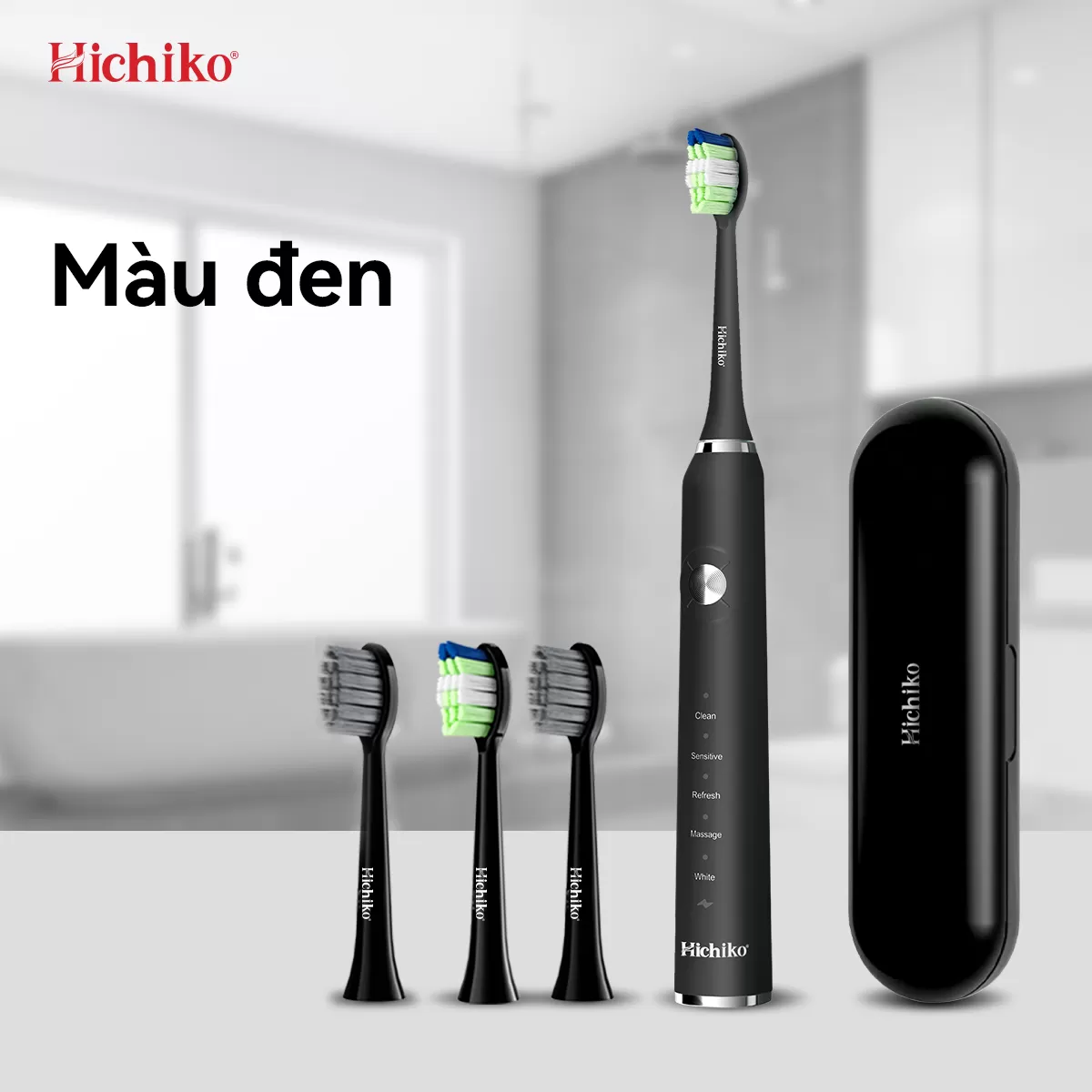 Bàn chải đánh răng điện Hichiko HC9801 5 chế độ, Công Nghệ Sóng Âm, Chải Sạch Mảng Bám Tới 10X