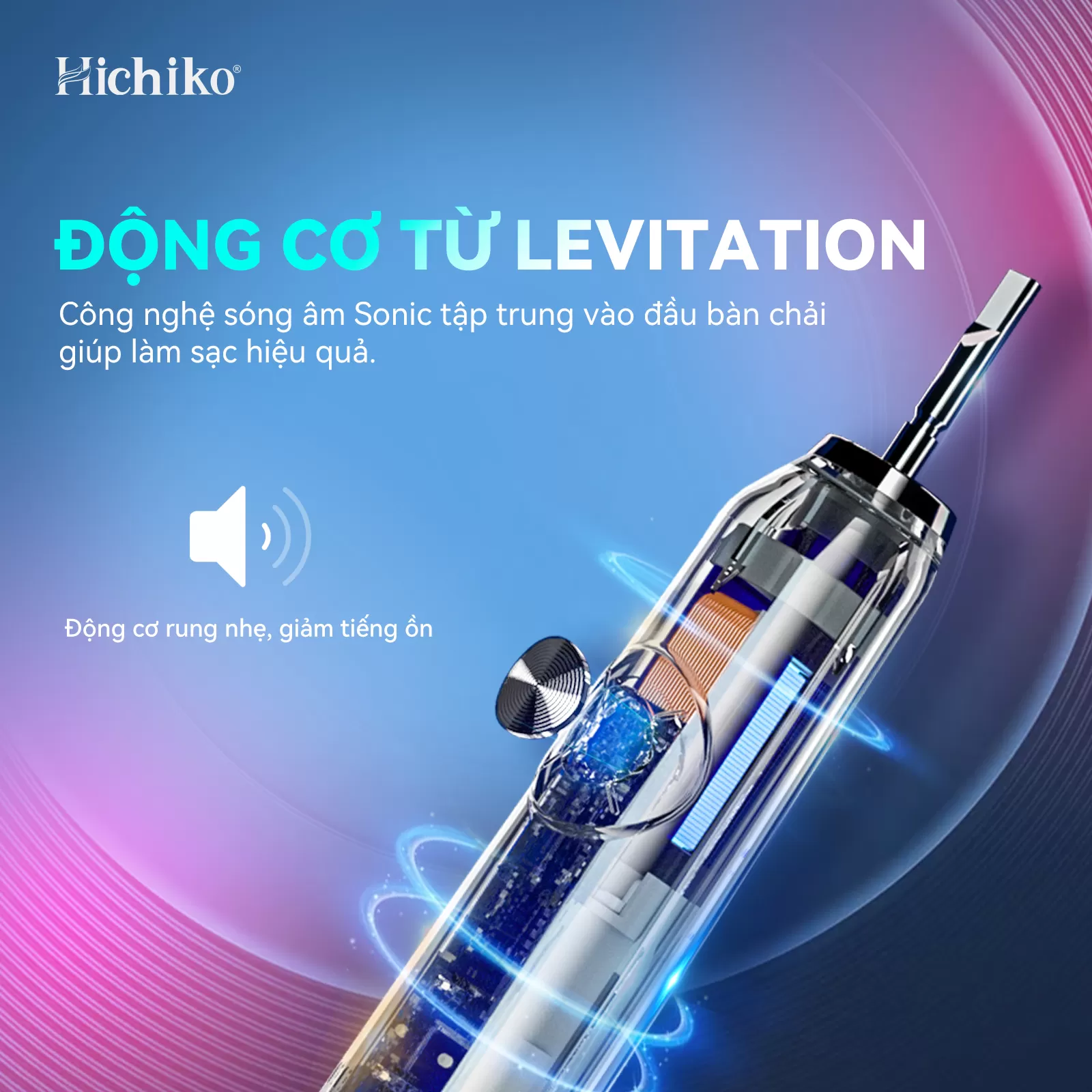 Bàn chải đánh răng điện Hichiko HC9801 5 chế độ, Công Nghệ Sóng Âm, Chải Sạch Mảng Bám Tới 10X