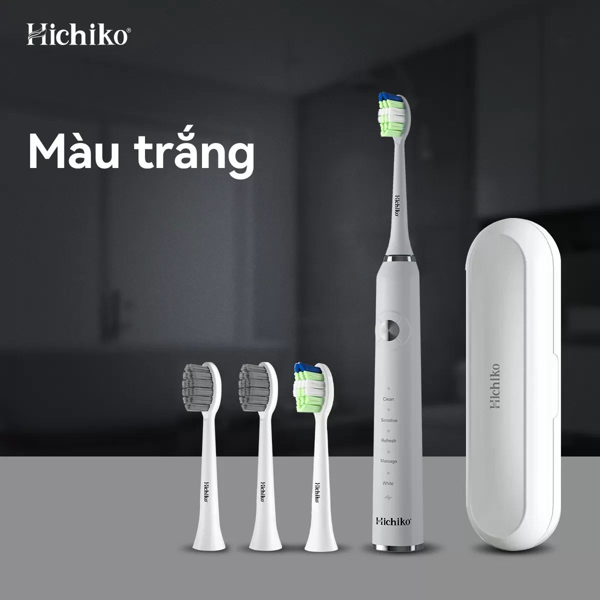 Bàn chải đánh răng điện Hichiko HC9801 5 chế độ, Công Nghệ Sóng Âm, Chải Sạch Mảng Bám Tới 10X