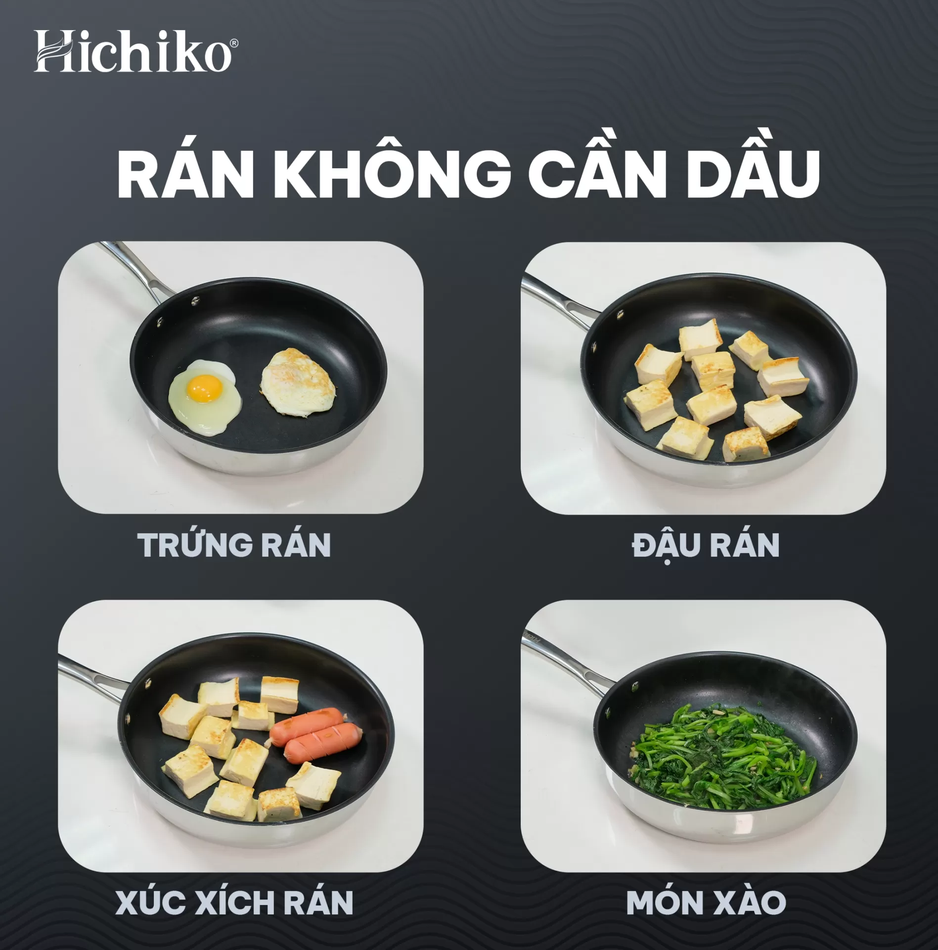 Chảo sâu 3 lớp chống dính ĐÁY TỪ Hichiko size 26-28-30cm, sử dụng cho mọi loại bếp