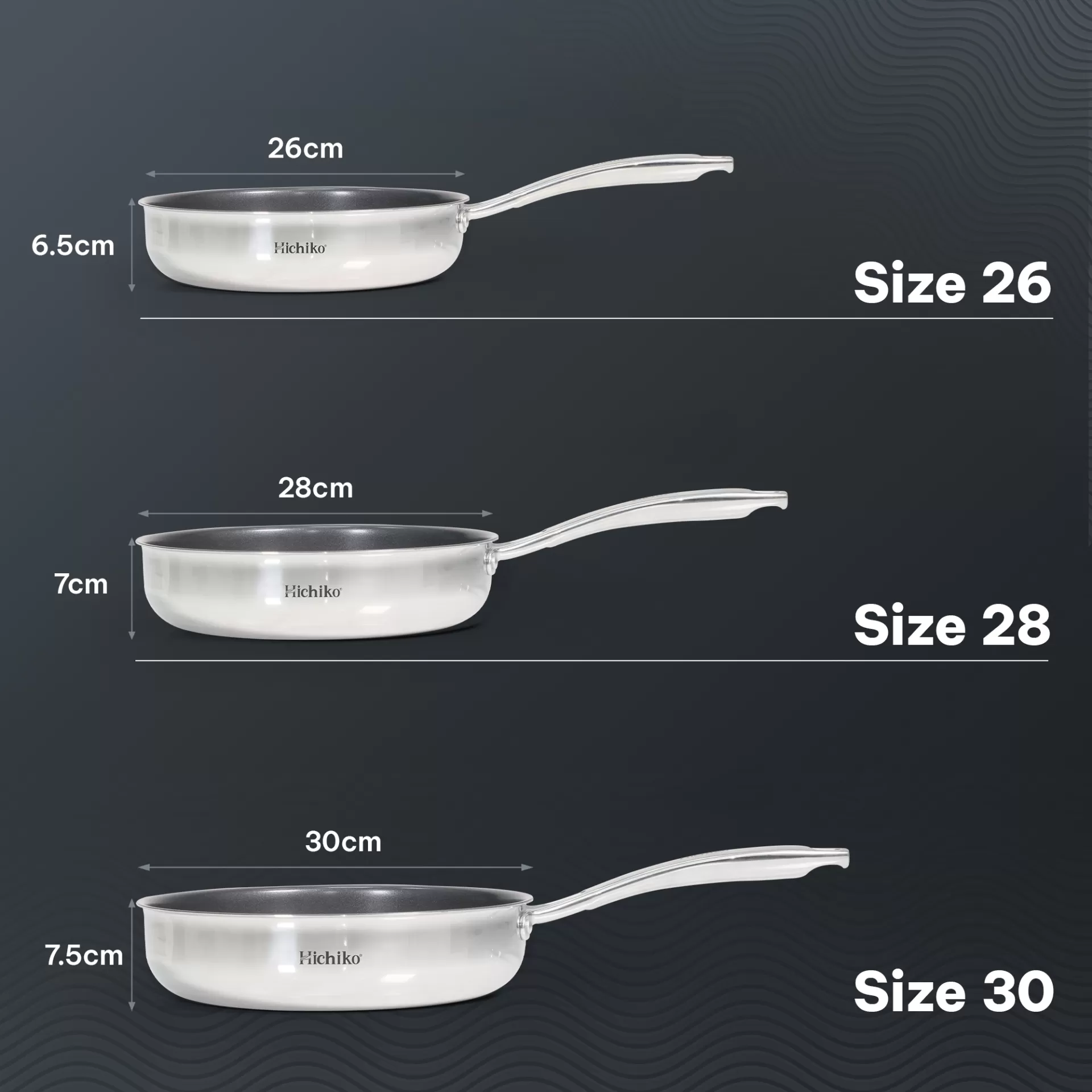 Chảo sâu 3 lớp chống dính ĐÁY TỪ Hichiko size 26-28-30cm, sử dụng cho mọi loại bếp