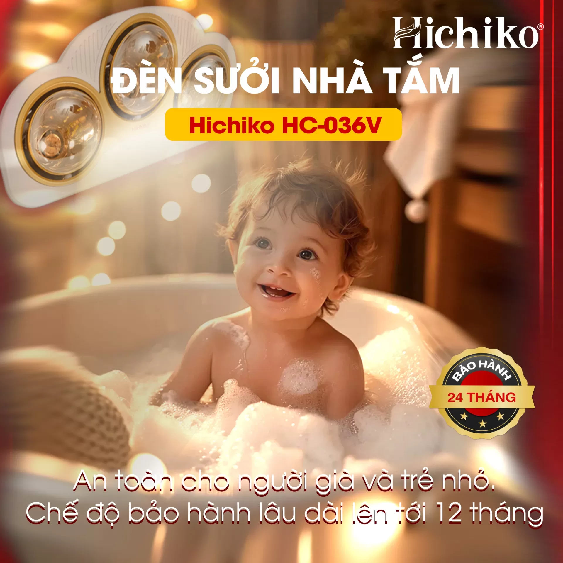 Đèn sưởi nhà tắm 3 bóng HC036V
