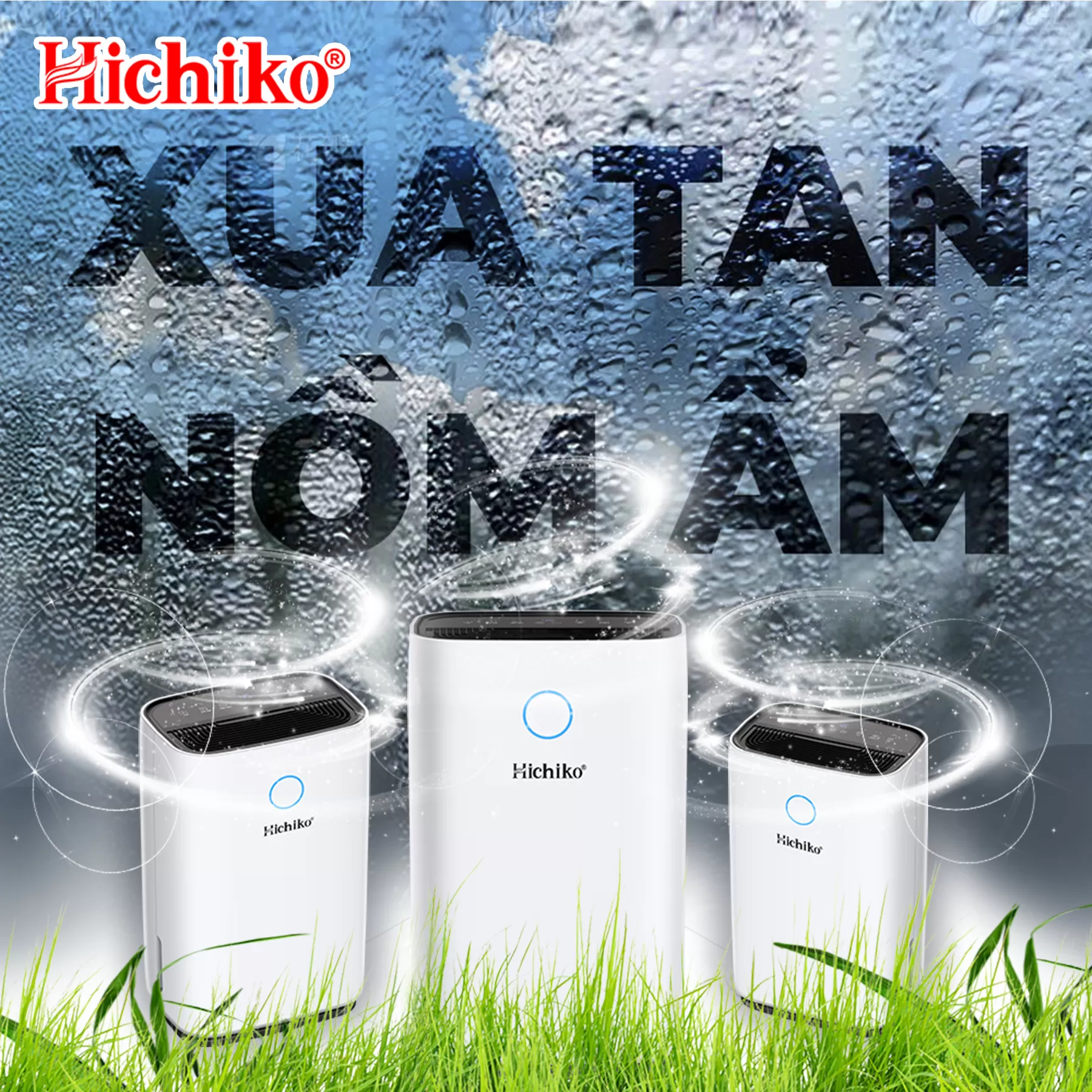 Máy hút ẩm Hichiko HC20-DH02 dành cho diện tích từ 20-50m2, công suất hút 20L/ngày, bình chứa 4L