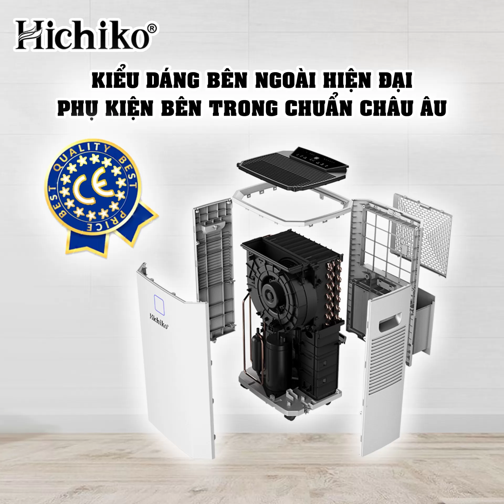 Máy hút ẩm Hichiko HC50-DH03 dành cho diện tích từ 70-100m2, công suất hút 50L/ngày