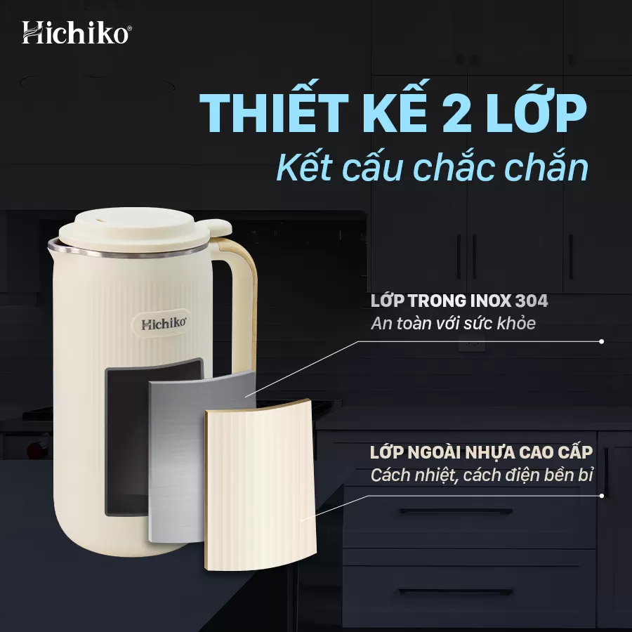 [Tặng công thức nấu sữa] Máy làm sữa hạt 600ml Hichiko HC - 3503, 6 chức năng nấu đa dạng
