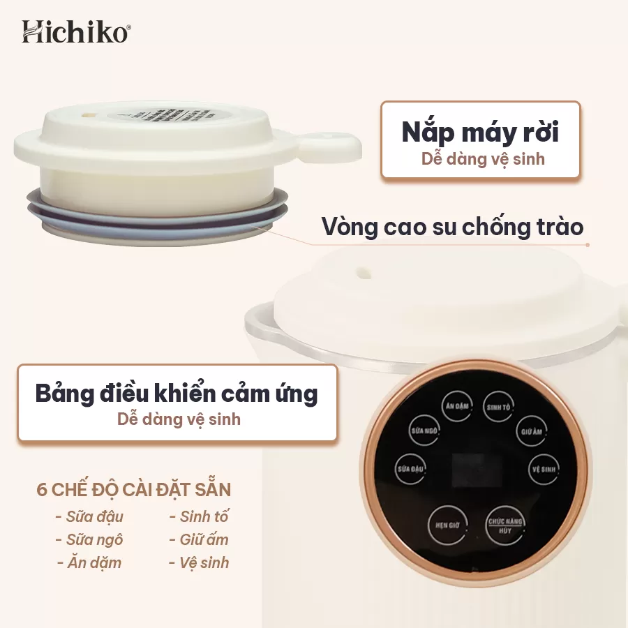 [Tặng công thức nấu sữa] Máy làm sữa hạt 600ml Hichiko HC - 3503, 6 chức năng nấu đa dạng