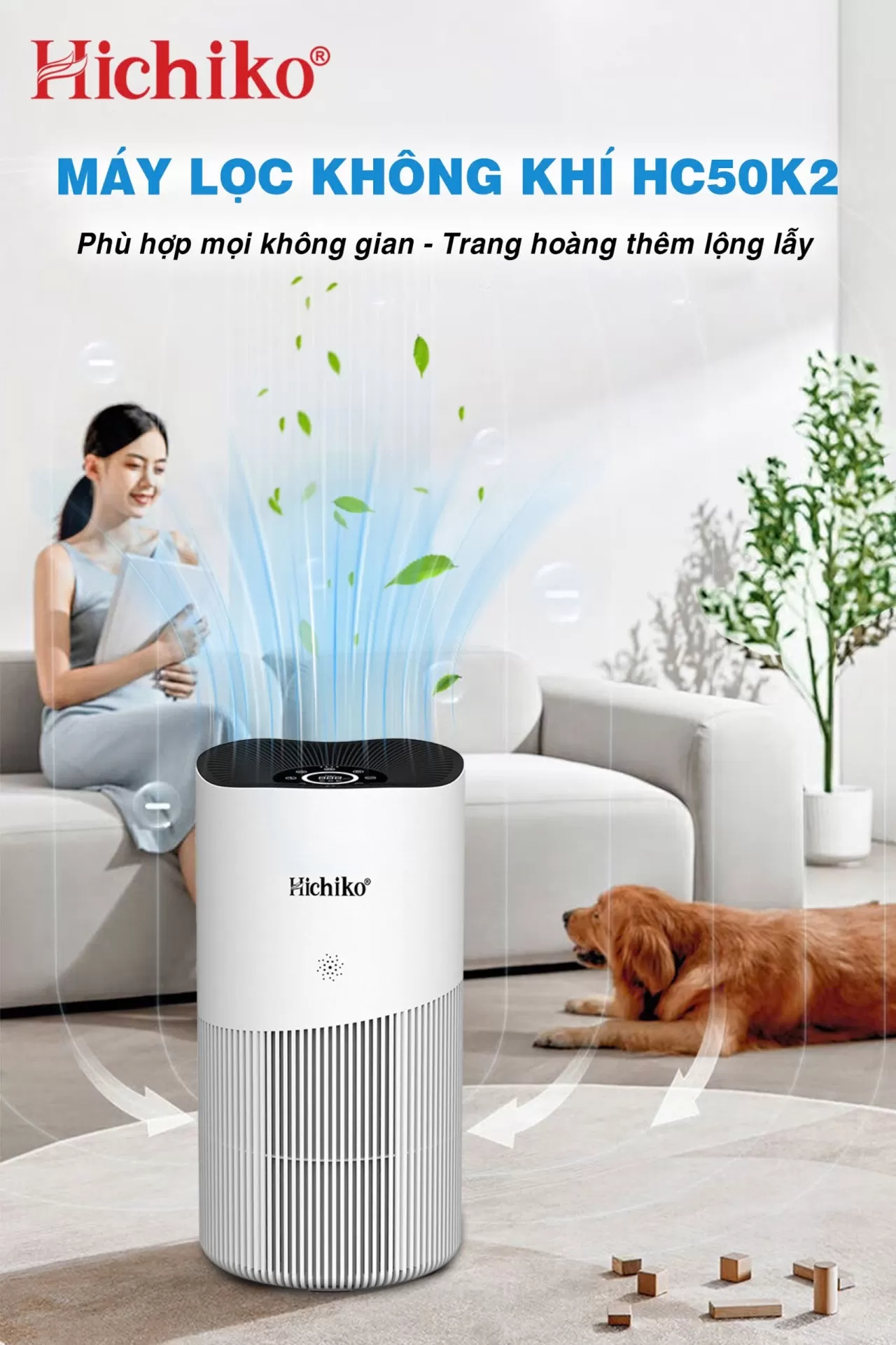 Lọc không khí Hichiko HC50K2 – Làn gió tinh khiết, sống khỏe mỗi ngày!