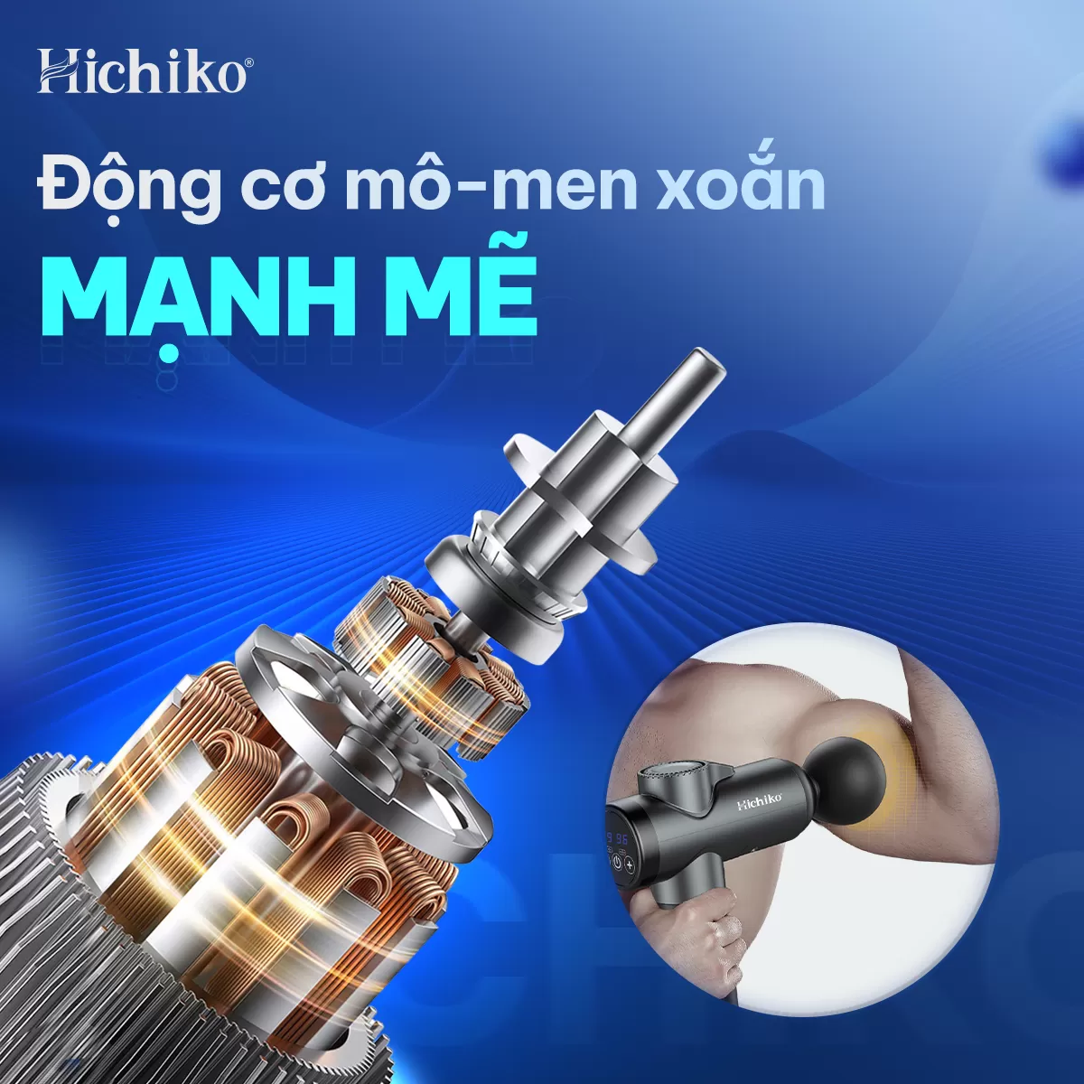 [Tặng kèm 7 đầu] Máy massage cầm tay Hichiko HC9701 - máy đấm lưng , massage trị liệu cổ vai gáy