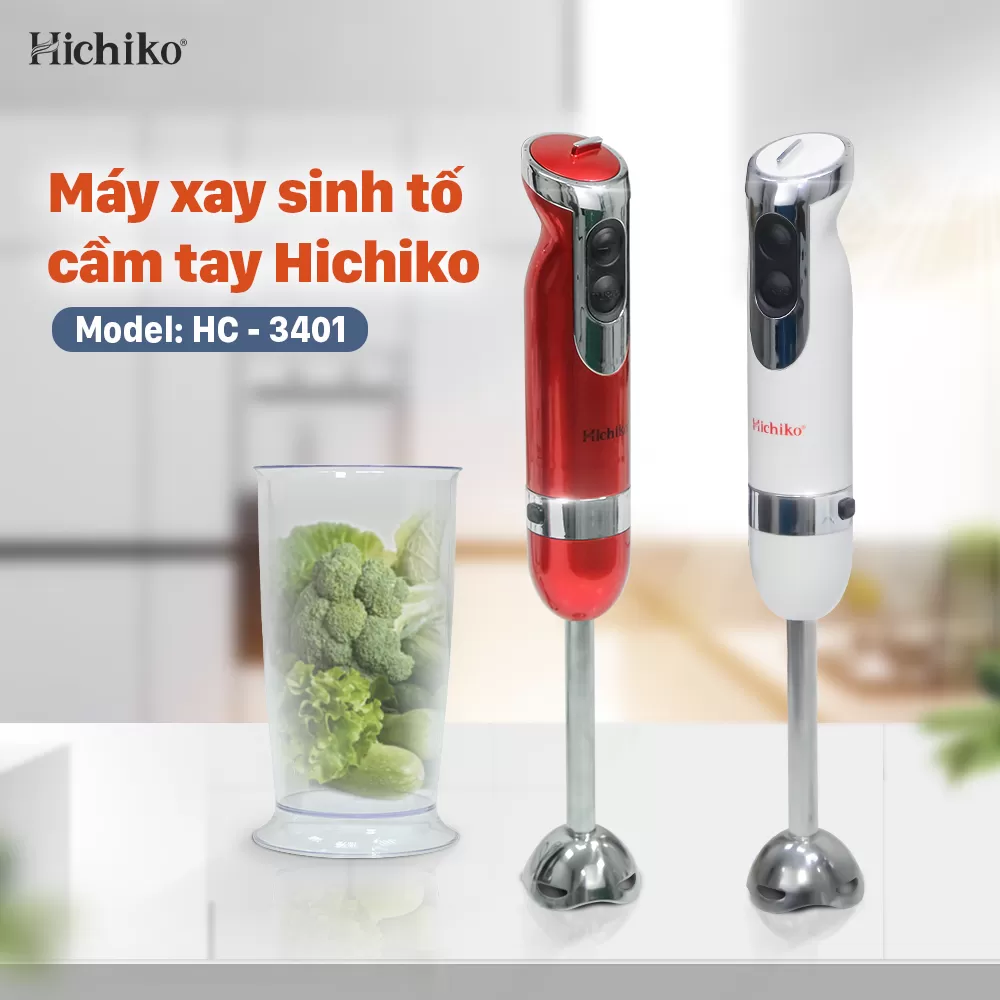 Sinh tố cầm tay Hichiko HC3401, Điều khiển bằng núm bấm, Tháo rời vệ sinh dễ dàng