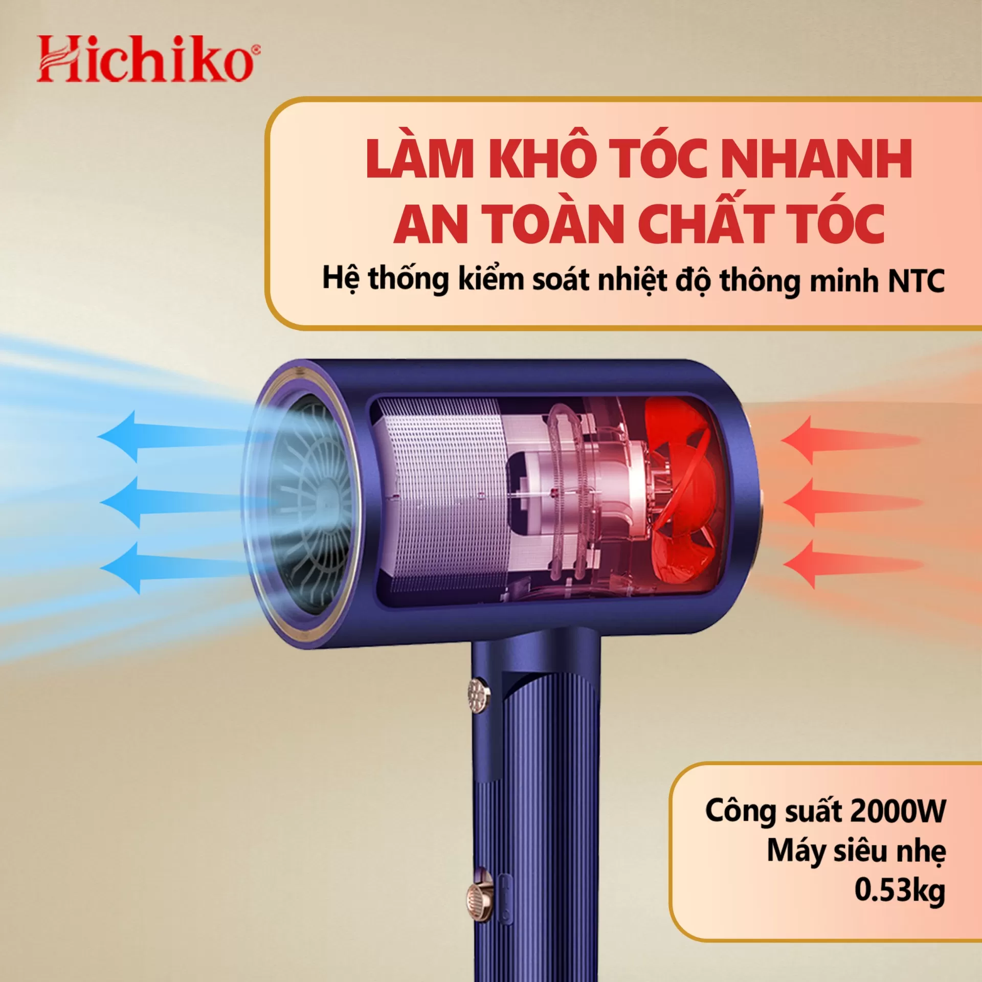 Máy Sấy Tóc Chính Hãng Hichiko Cao Cấp HC5510G