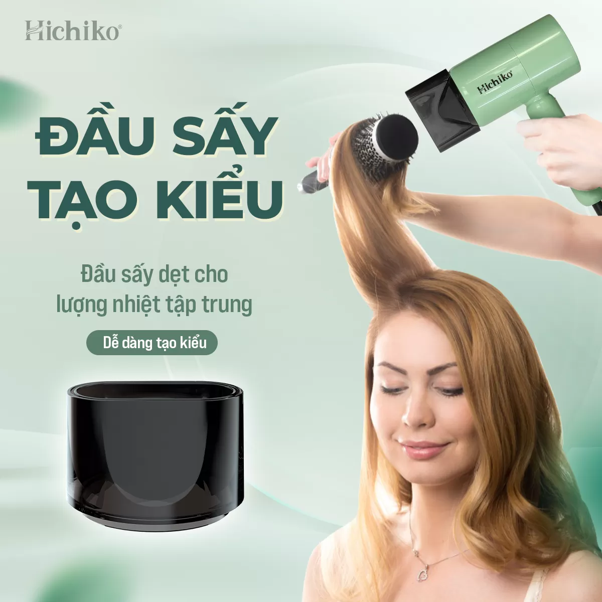 Máy sấy tóc đầu tạo kiểu Hichiko HC-5511, có ánh sáng xanh bảo vệ tóc