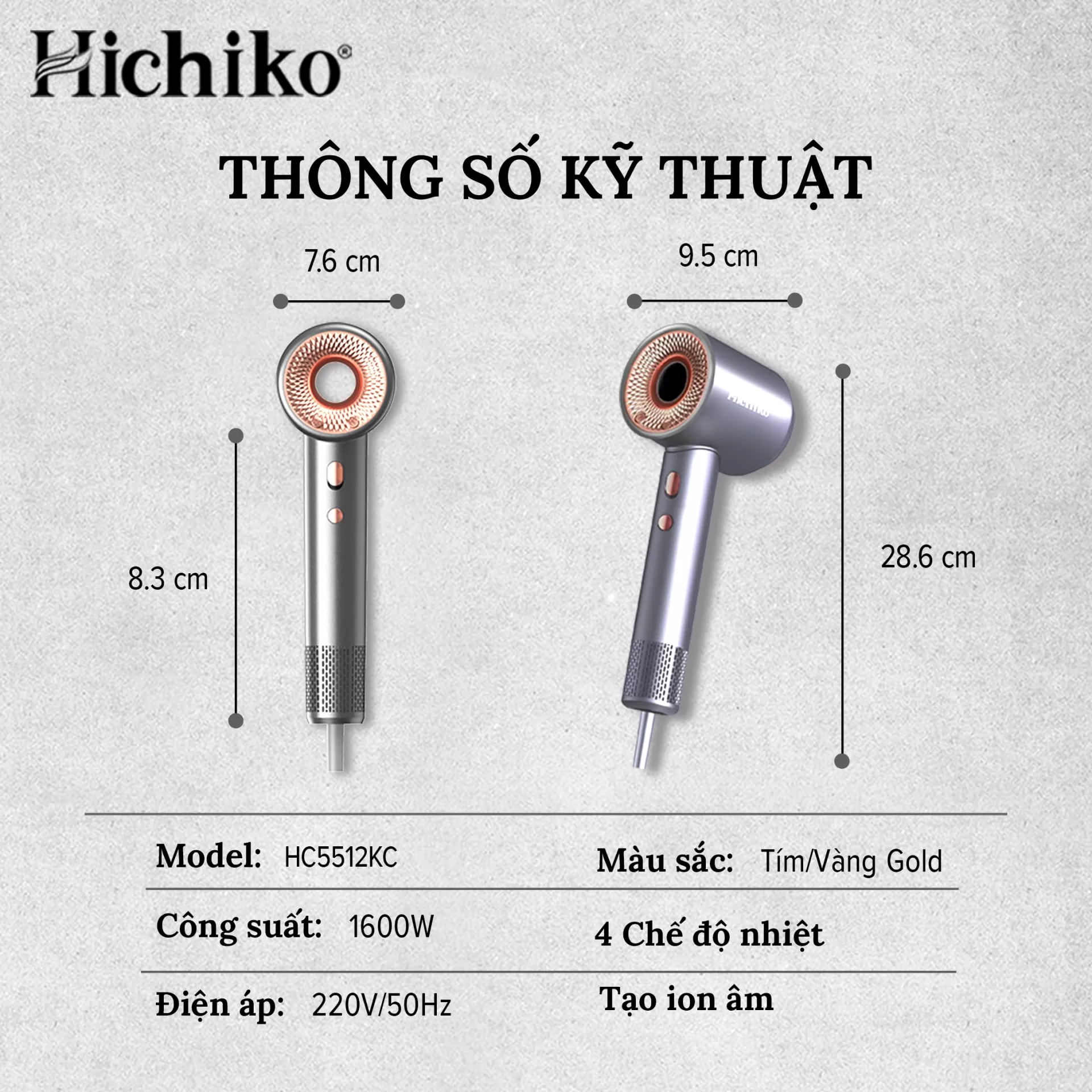 Máy Sấy Tóc Không Cánh Hichiko Chính Hãng Cao Cấp HC5512KC