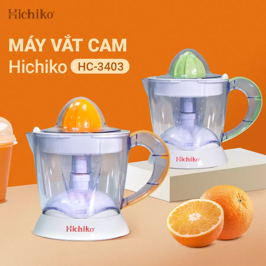 [Tặng kèm lưới lọc + múi vắt] Máy vắt cam Hichiko HC - 3403, 2 chế độ vắt, dung tích 1000ml