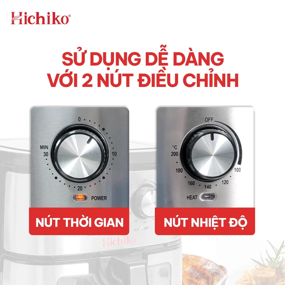 Nồi Chiên Không Dầu Hichiko 10L HC975B, nướng vừa con gà 3kg, công suất 1800W