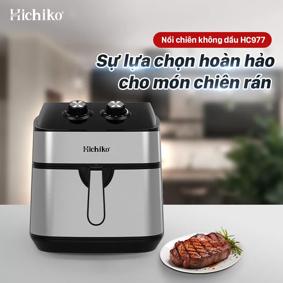 Nồi chiên không dầu 10L Hichiko HC - 977, công suất 1800W, thay thế nhiều thiết bị gia đình