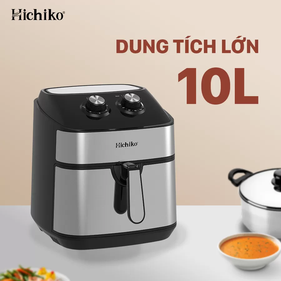Nồi chiên không dầu 10L Hichiko HC - 977, công suất 1800W, thay thế nhiều thiết bị gia đình