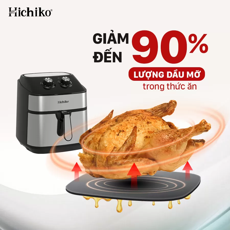Nồi chiên không dầu 10L Hichiko HC - 977, công suất 1800W, thay thế nhiều thiết bị gia đình