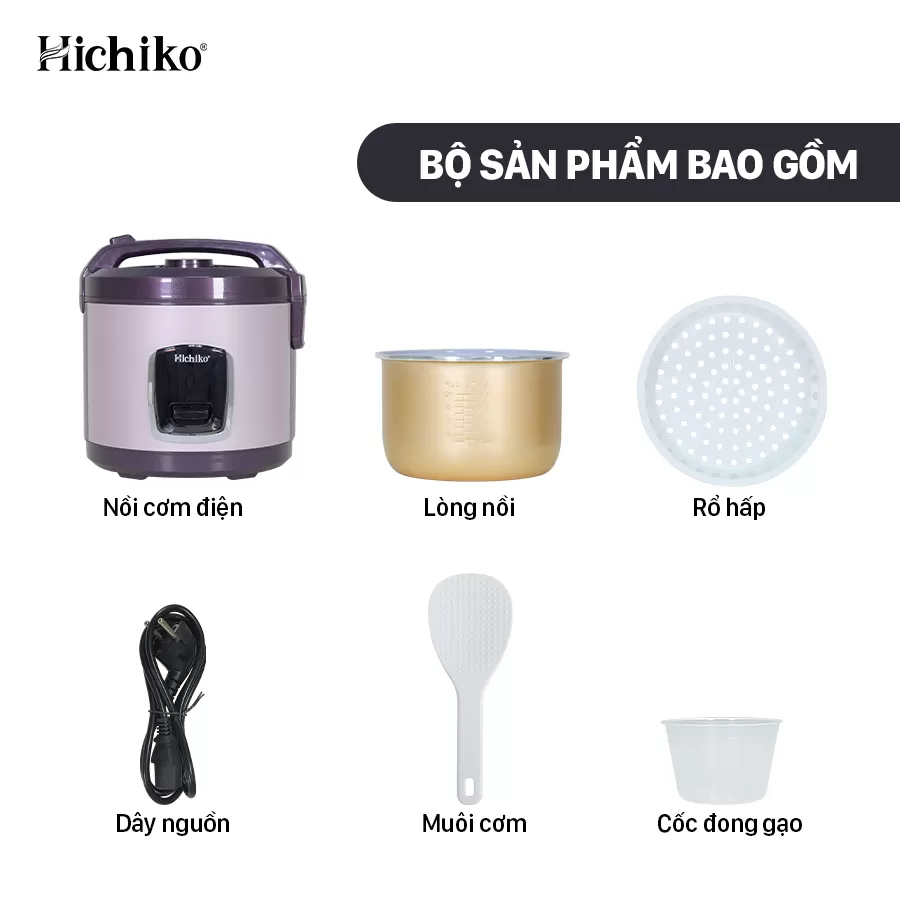 Nồi cơm điện 1.8L Hichiko HC - 1017, dành cho 6-10 người ăn, nồi siêu chống dính, mâm nhiệt dày dặn