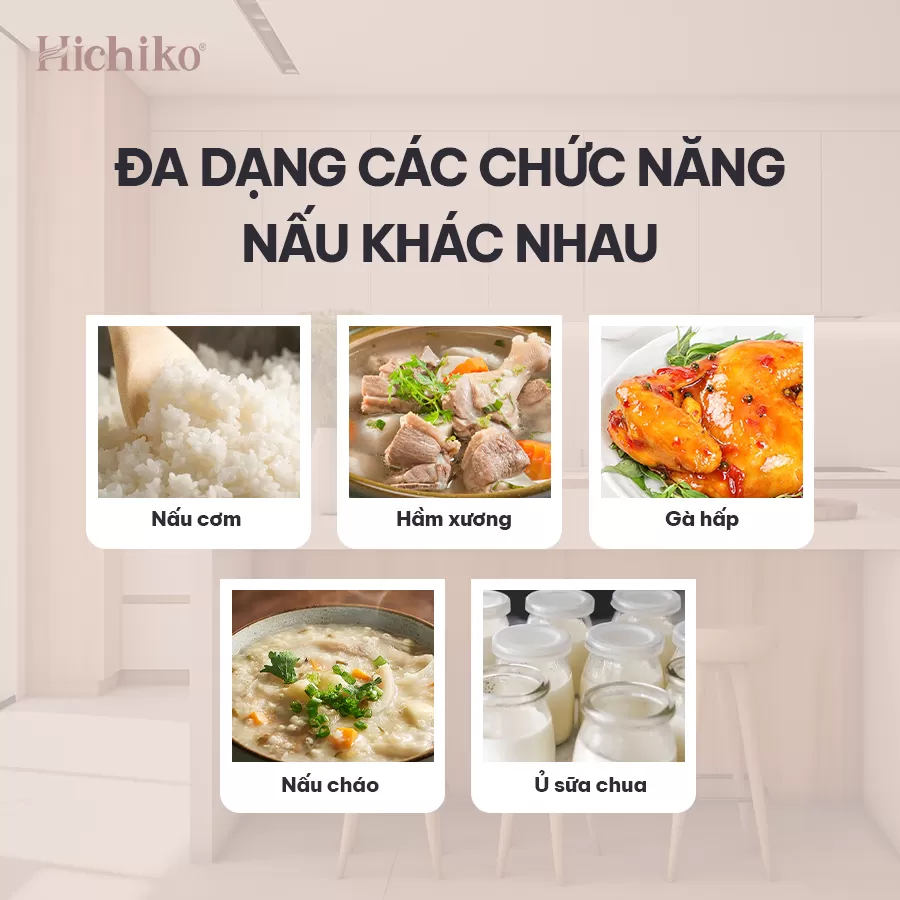 Nồi cơm điện 1.8L Hichiko HC - 1017, dành cho 6-10 người ăn, nồi siêu chống dính, mâm nhiệt dày dặn