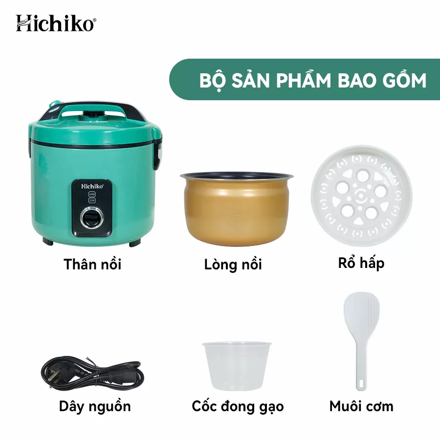 Nồi cơm điện 1.8L Hichiko HC - 1019, dành cho gia đình 6-10 người, nồi siêu chống dính