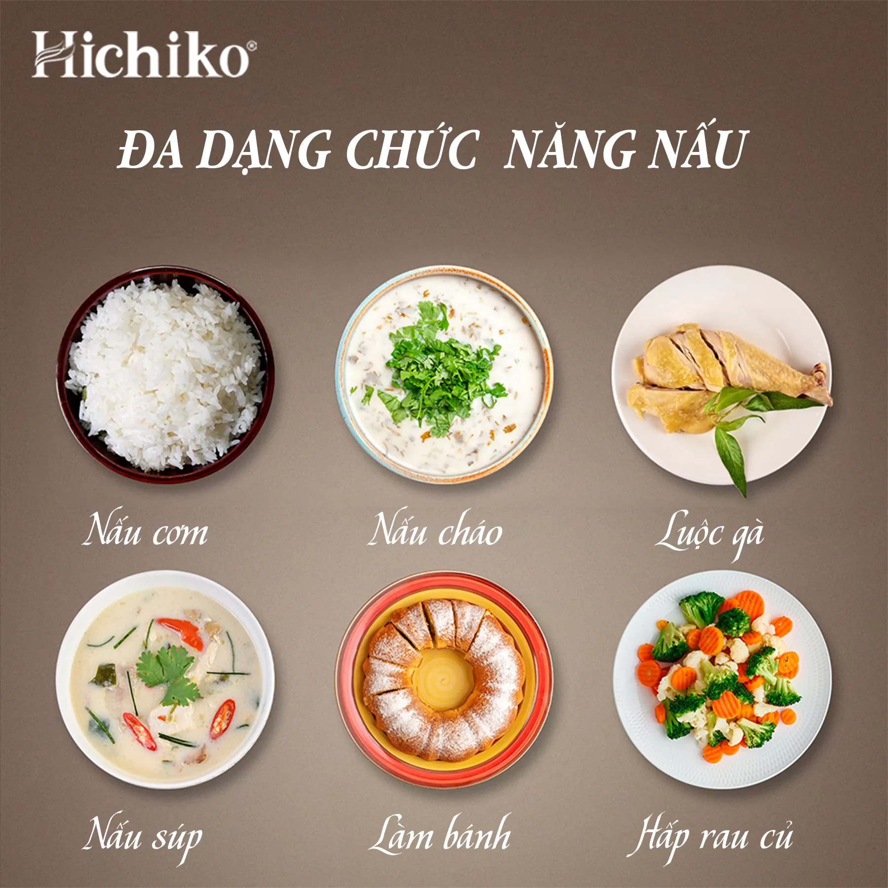 Nồi Nấu Cơm điện 1.2L Hichiko HC - 1202 dành cho gia đình từ 4 - 6 người, lòng niêu siêu chống dính