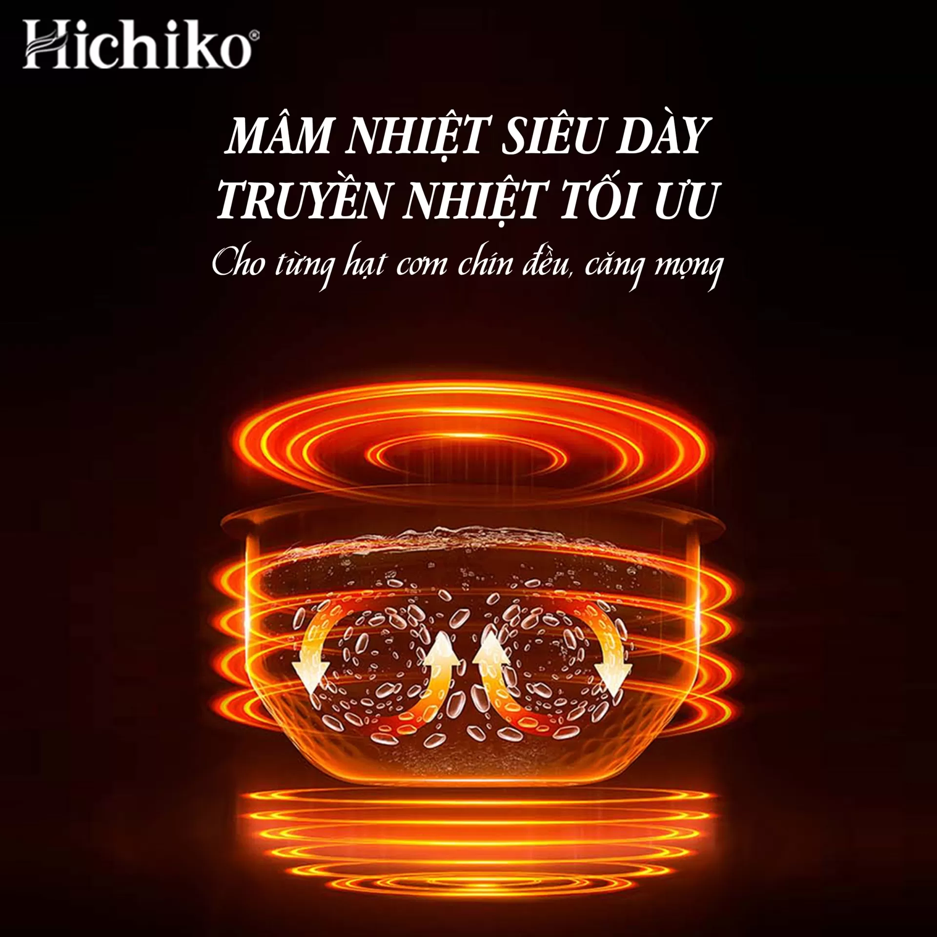 Nồi Nấu Cơm điện 1.2L Hichiko HC - 1202 dành cho gia đình từ 4 - 6 người, lòng niêu siêu chống dính