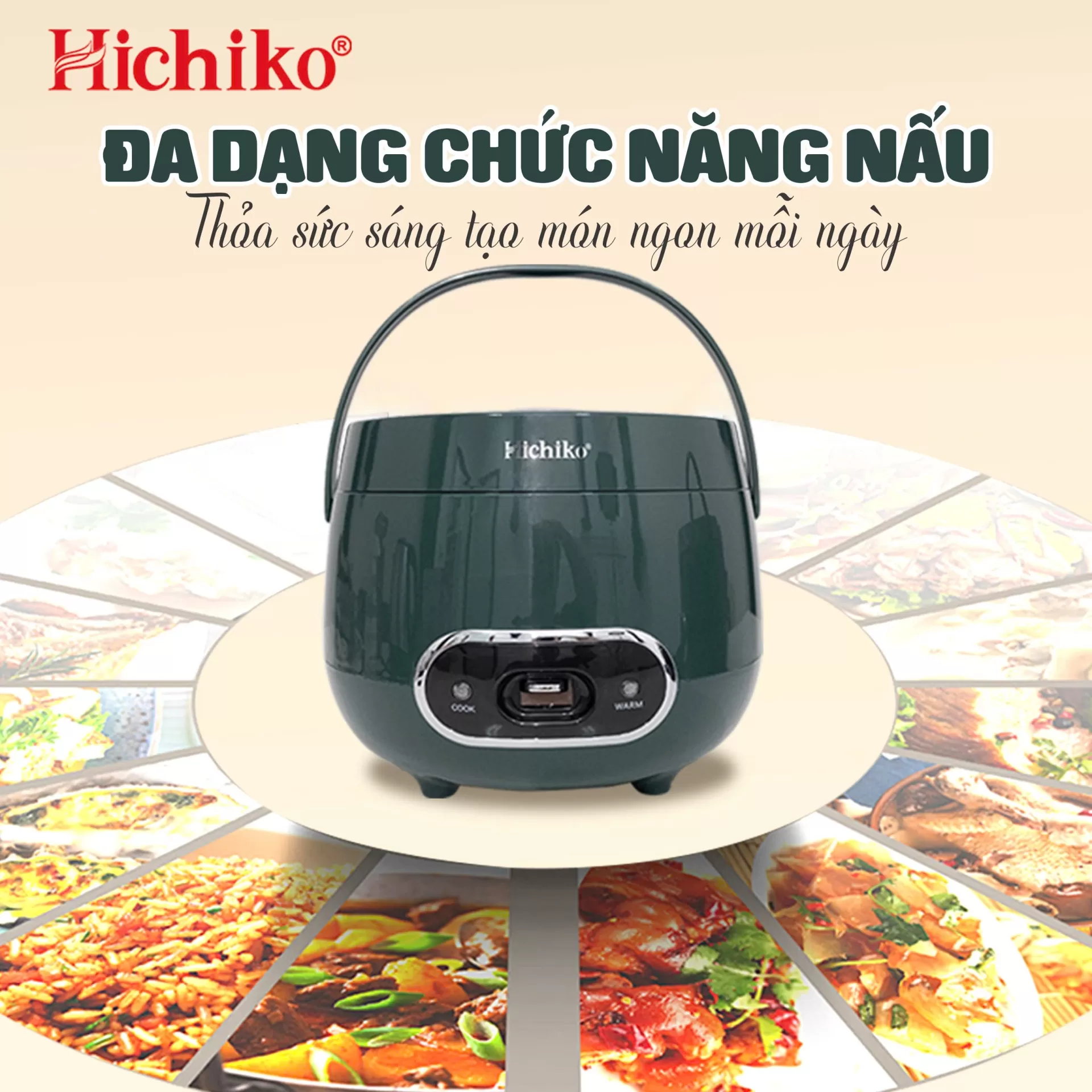 Nồi cơm điện Hichiko 1.2 lít quai xách Hichiko HC1206S