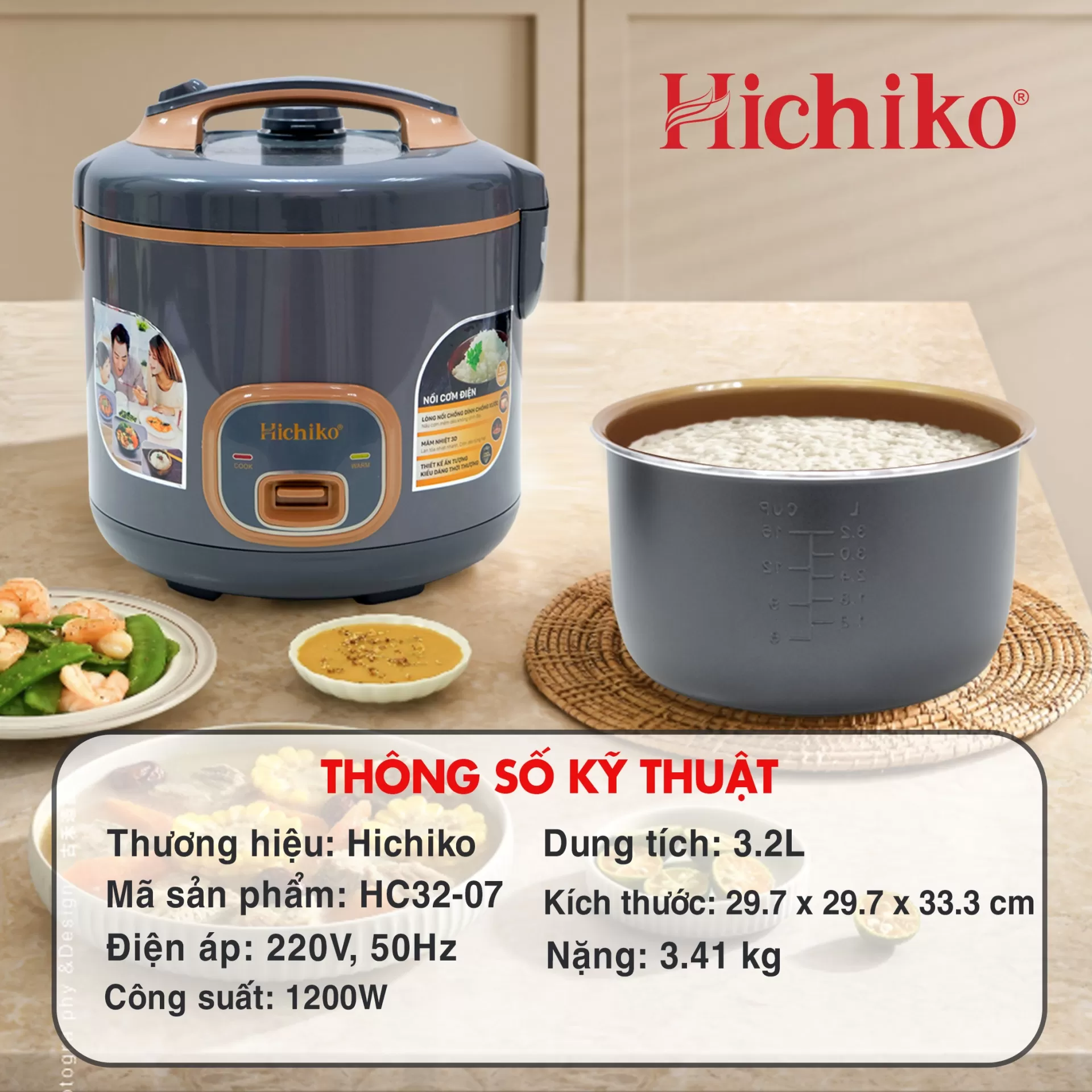 Nồi cơm điện Hichiko 3.2L HC32-07