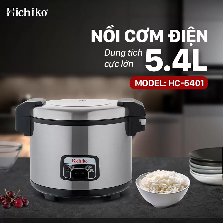 Nồi Nấu Cơm điện 5.4L Hichiko HC - 5401 cho công xưởng, Nấu Ăn dành cho từ 20 - 25 người ăn