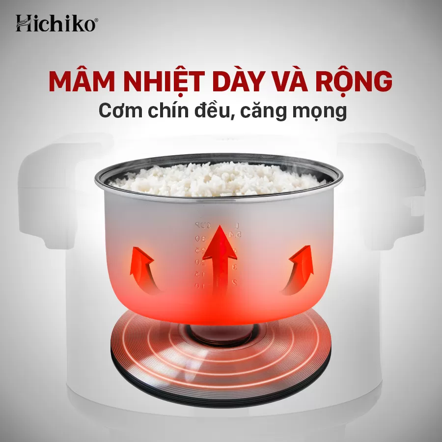 Nồi Nấu Cơm điện 5.4L Hichiko HC - 5401 cho công xưởng, Nấu Ăn dành cho từ 20 - 25 người ăn