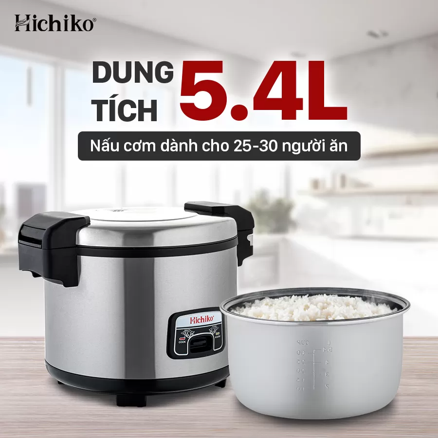 Nồi Nấu Cơm điện 5.4L Hichiko HC - 5401 cho công xưởng, Nấu Ăn dành cho từ 20 - 25 người ăn