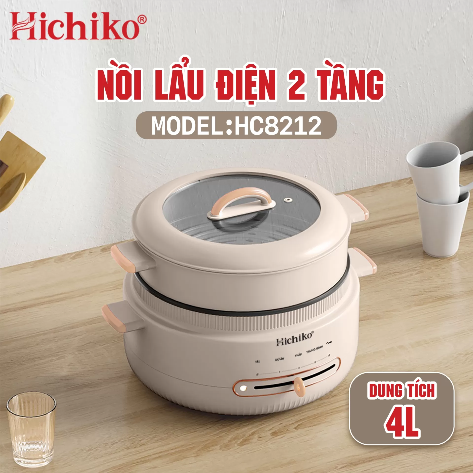 Nồi Lẩu Điện 2 Tầng Cao Cấp Hichiko HC8212 – Sự Lựa Chọn Hoàn Hảo Cho Mọi Bữa Ăn Gia Đình