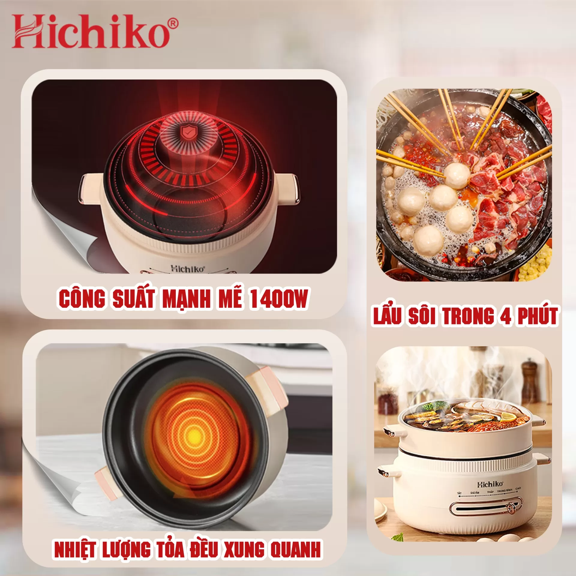 Nồi Lẩu Điện 2 Tầng Cao Cấp Hichiko HC8212 – Sự Lựa Chọn Hoàn Hảo Cho Mọi Bữa Ăn Gia Đình