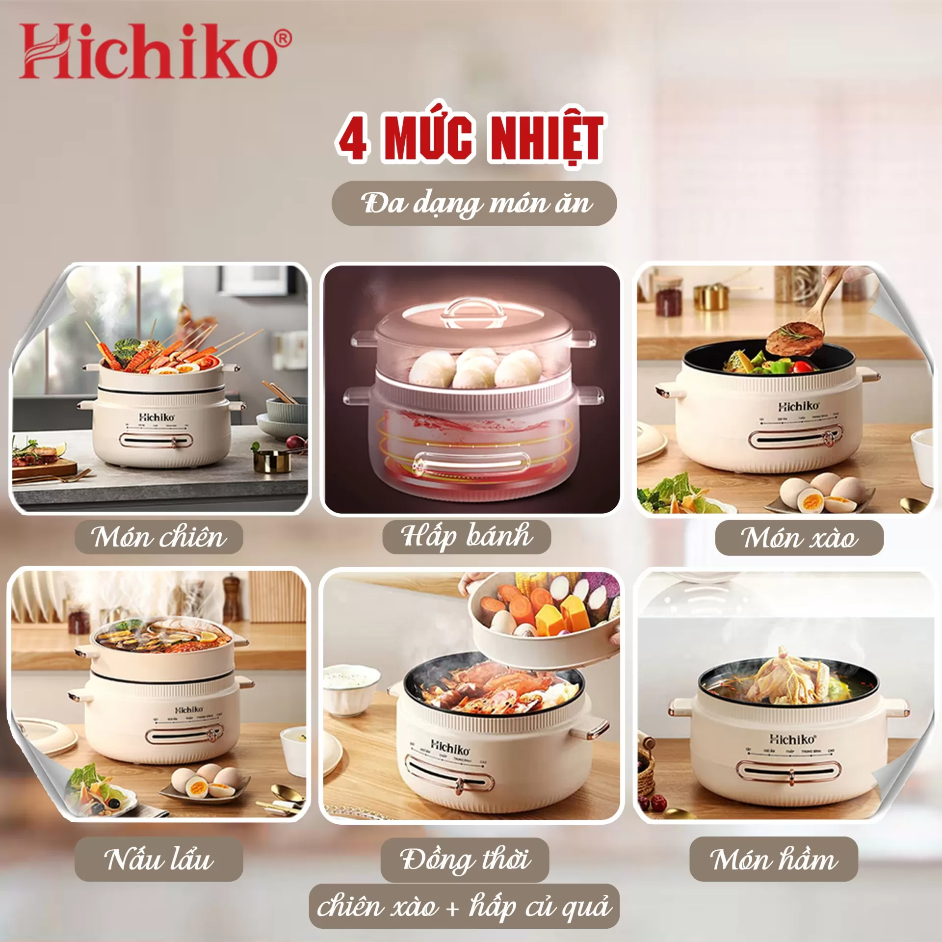 Nồi Lẩu Điện 2 Tầng Cao Cấp Hichiko HC8212 – Sự Lựa Chọn Hoàn Hảo Cho Mọi Bữa Ăn Gia Đình