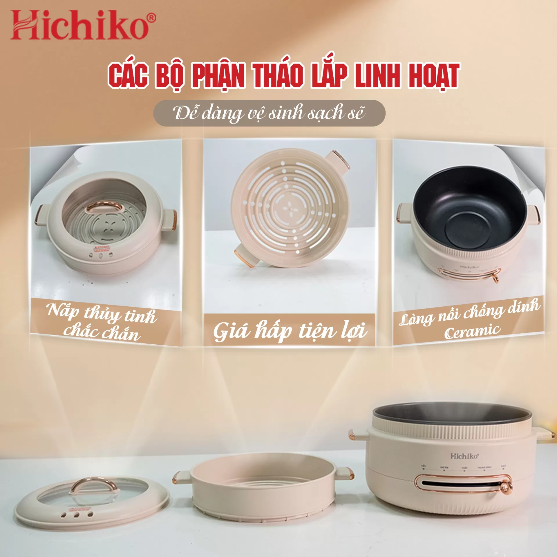 Nồi Lẩu Điện 2 Tầng Cao Cấp Hichiko HC8212 – Sự Lựa Chọn Hoàn Hảo Cho Mọi Bữa Ăn Gia Đình