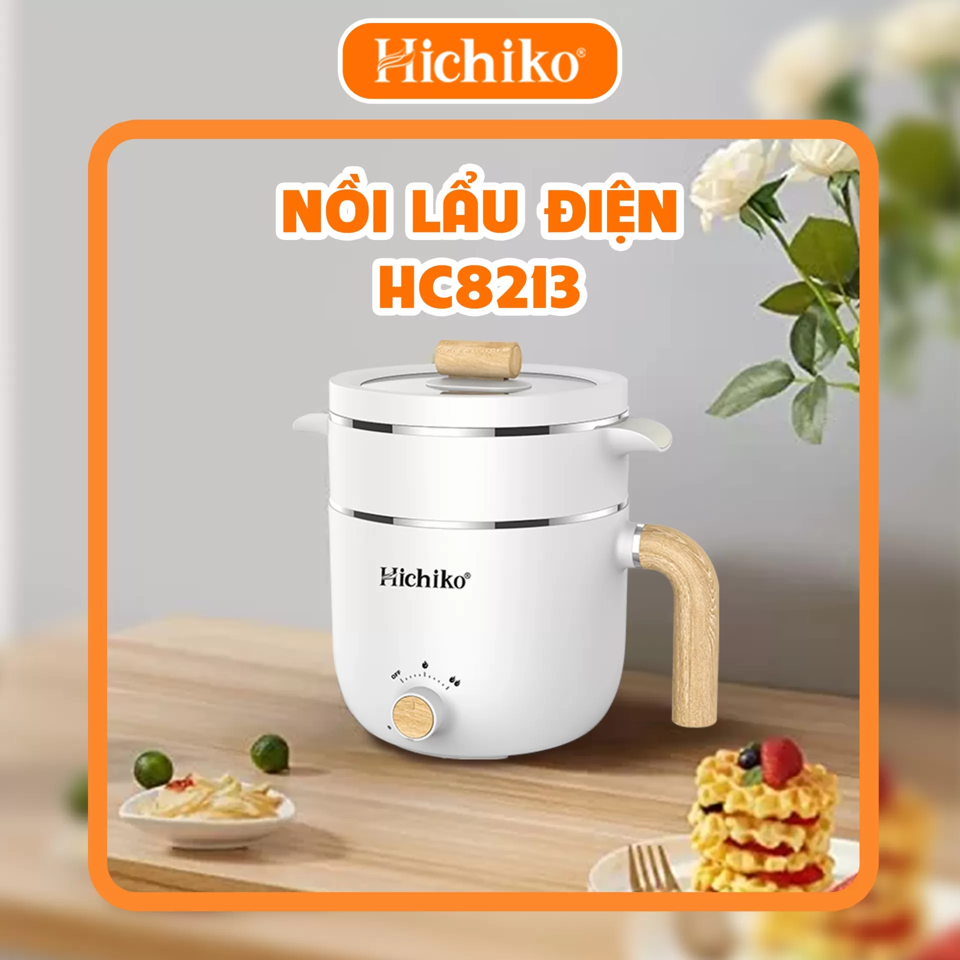 Nồi Lẩu Điện Mini Đa Năng 2 Tầng Tiện Lợi Hichiko HC8213