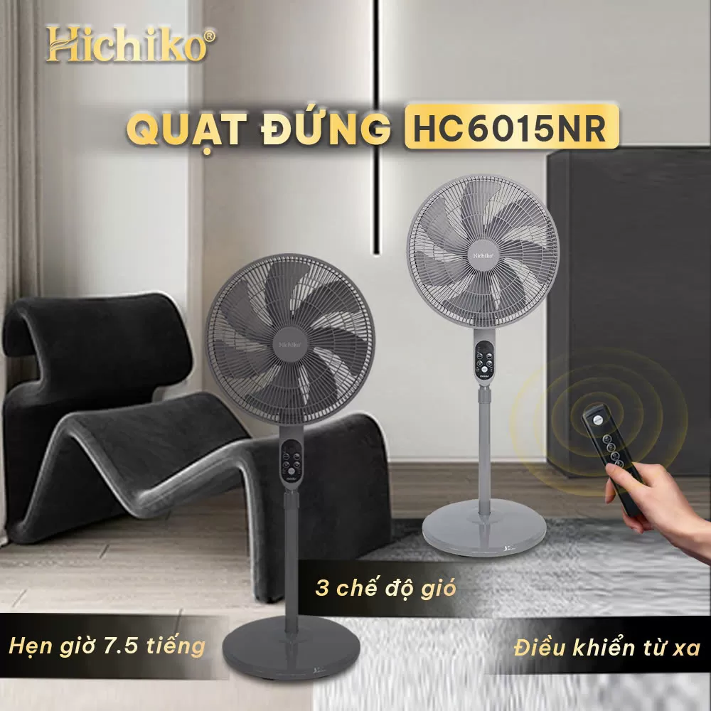 Quạt Cây Hichiko HC6015NR – Êm Ái, Mạnh Mẽ, Hiện Đại
