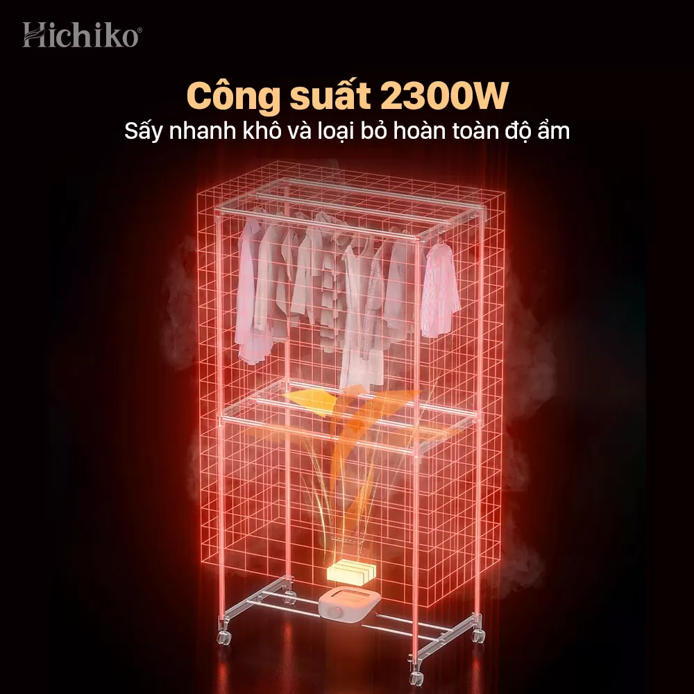Máy sấy, tủ sấy quần áo Hichiko, công suất mạnh 2300W sấy cực nhanh khử mùi hiệu quả