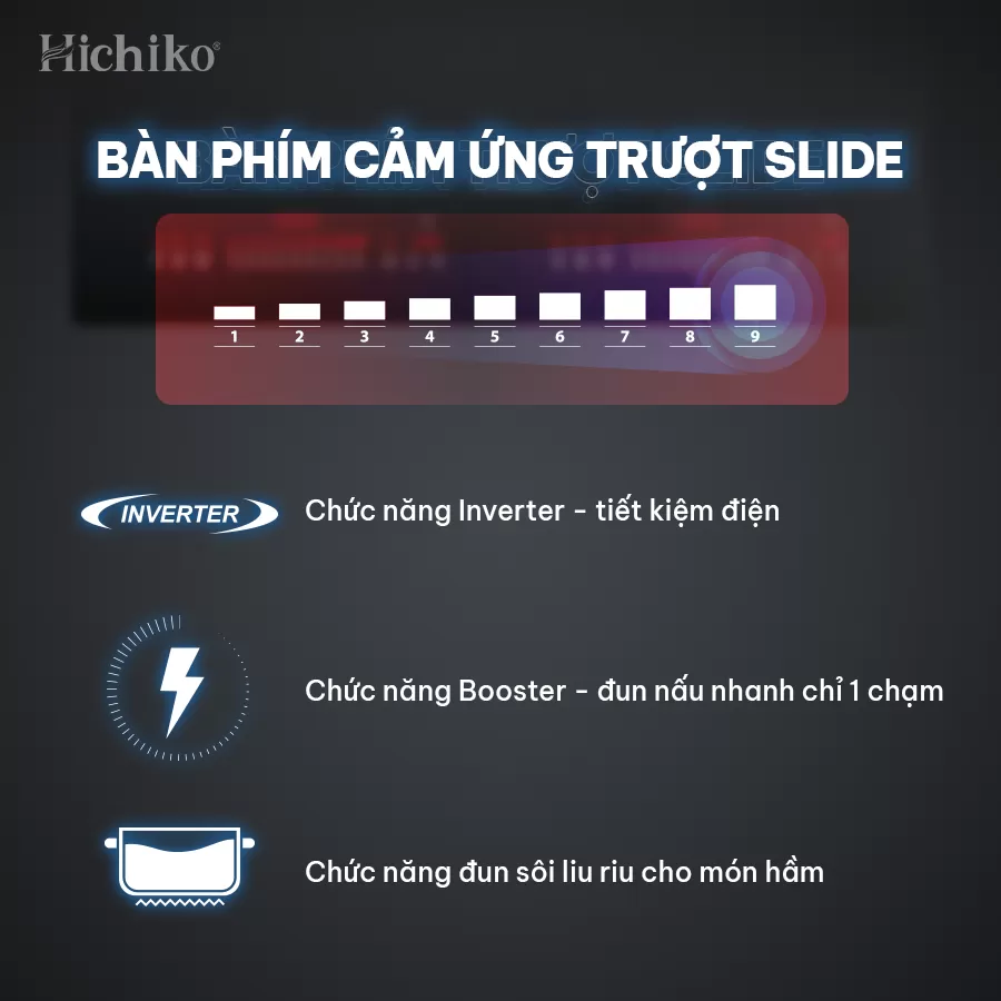 Bếp từ đôi Malaysia CS khủng 4800W Hichiko HC-2503, mặt kính Kanger