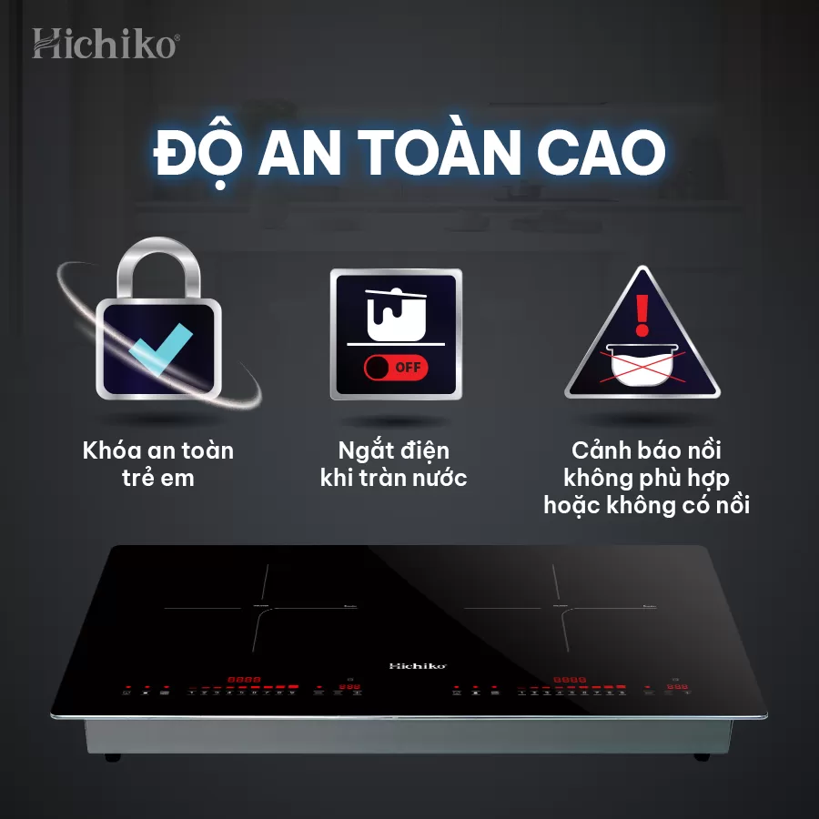 Bếp từ đôi Malaysia CS khủng 4800W Hichiko HC-2503, mặt kính Kanger