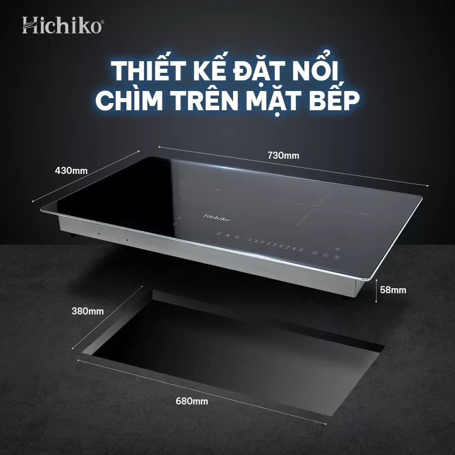 Bếp từ đôi Malaysia CS khủng 4800W Hichiko HC-2503, mặt kính Kanger