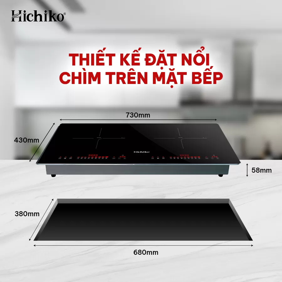 Bếp từ đôi Malaysia CS khủng 5800W mặt kính Kanger, Hichiko HC2504