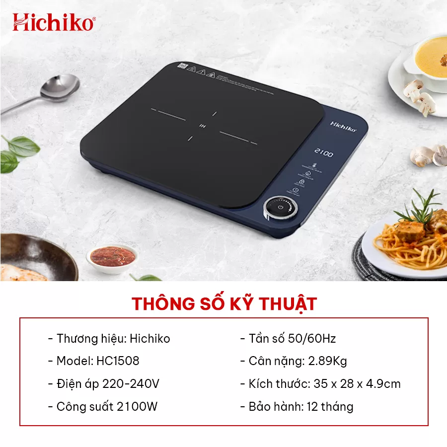 [Tặng nồi từ 30cm] Bếp từ HC-1508, công suất 2100W đun nấu dễ dàng cho mọi gia đình