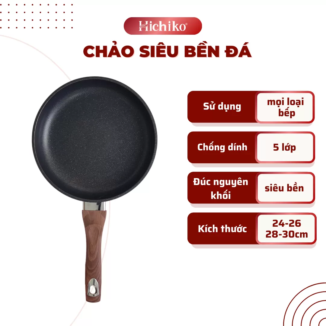 Chảo vân đá hoa cương chống dính bắt từ Hichiko HC- G8024
