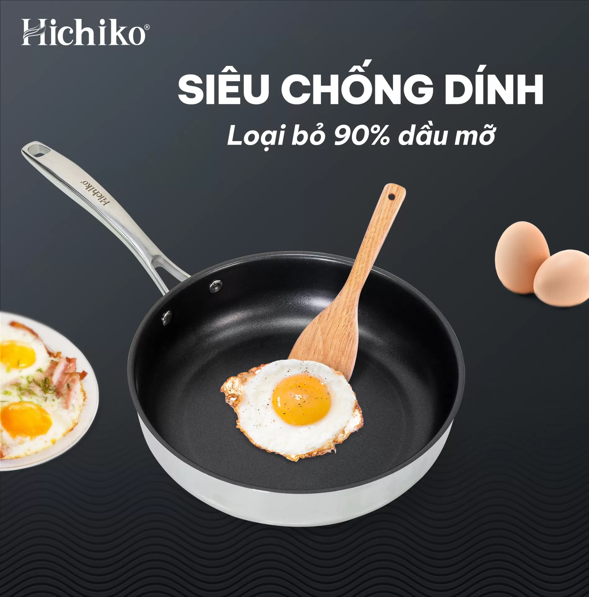 Chảo sâu 3 lớp chống dính ĐÁY TỪ Hichiko size 26-28-30cm, sử dụng cho mọi loại bếp