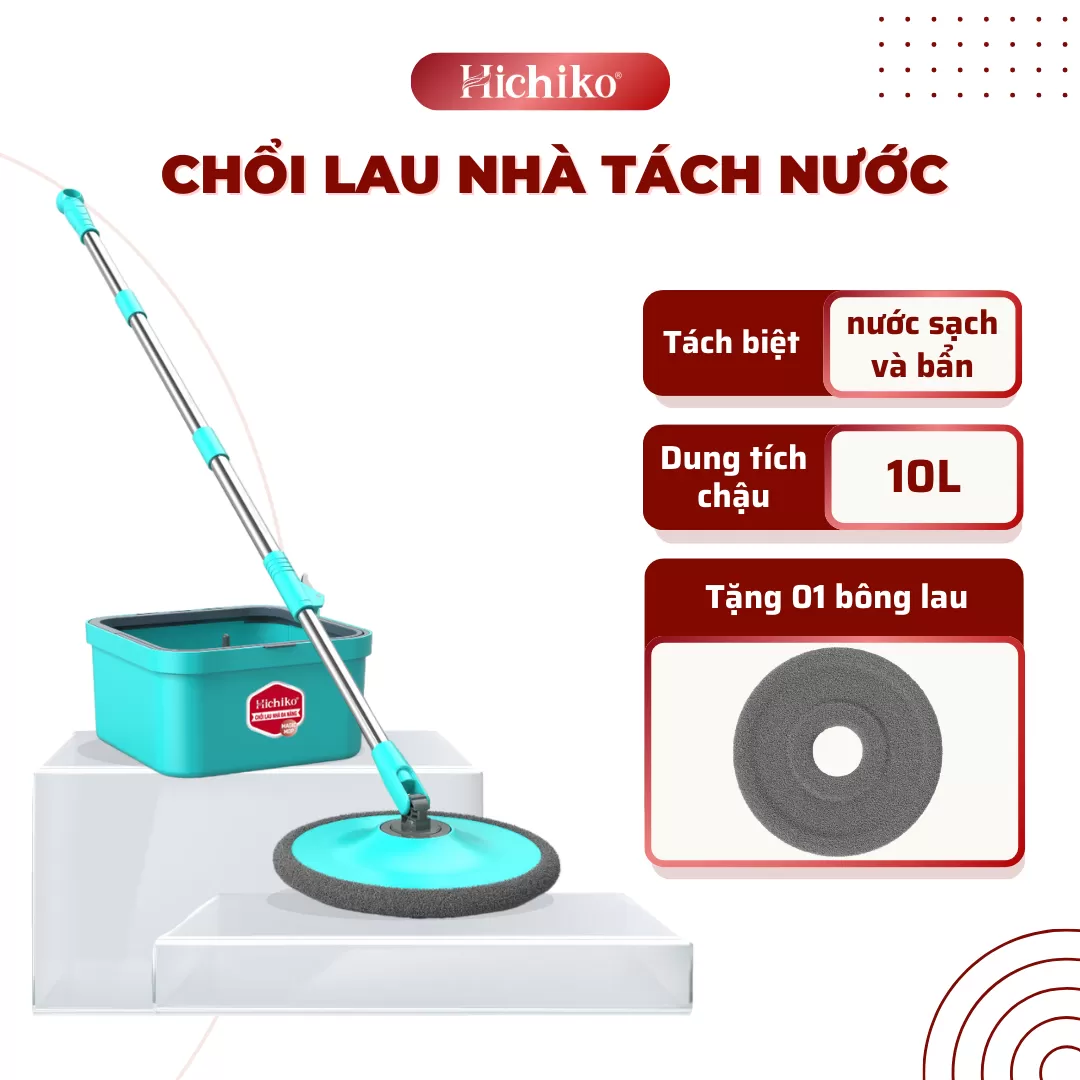 Chổi lau nhà tách riêng nước sạch/ bẩn xoay 360 Hichiko HC-5103