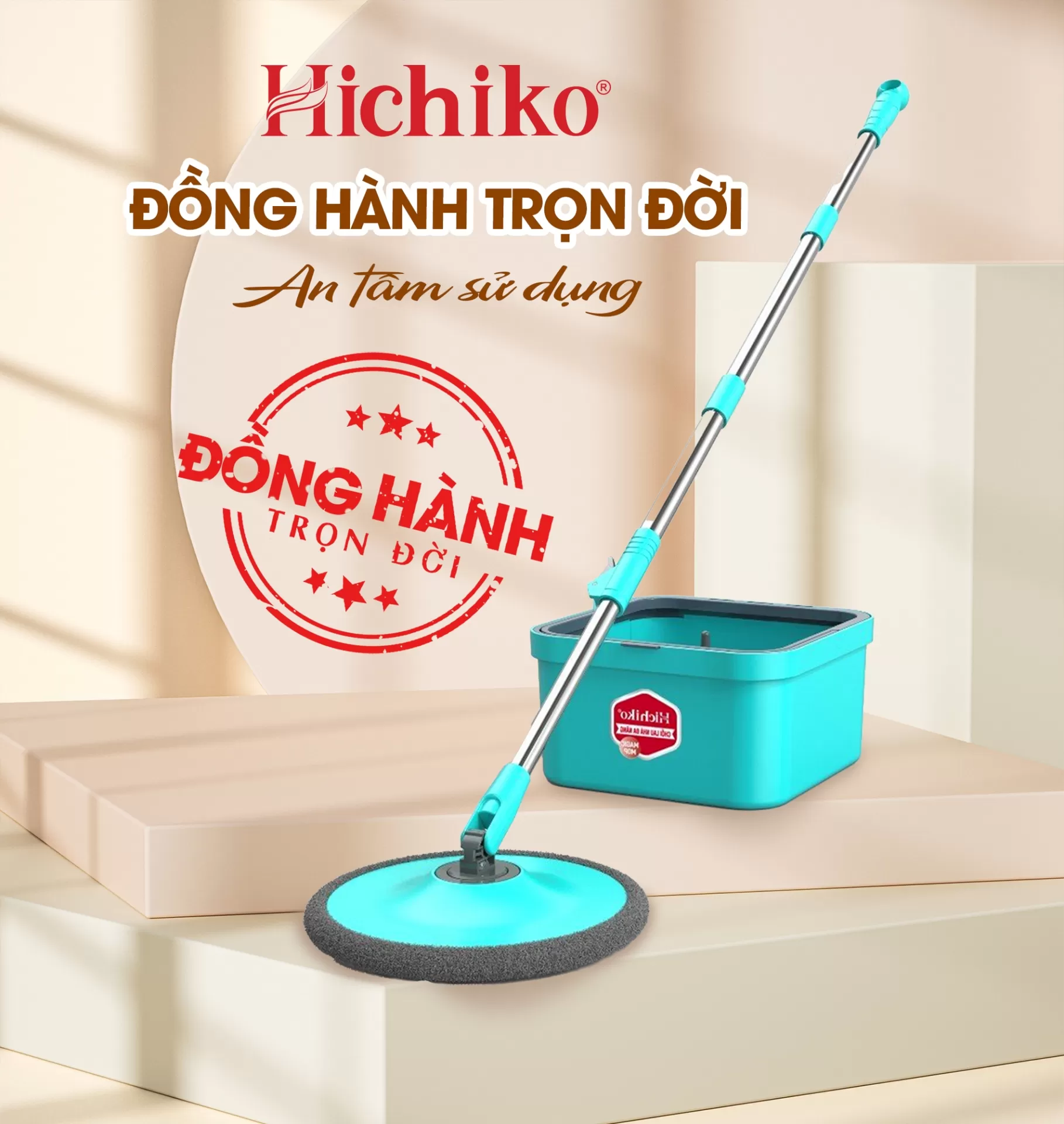 Chổi lau nhà tách riêng nước sạch/ bẩn xoay 360 Hichiko HC-5103