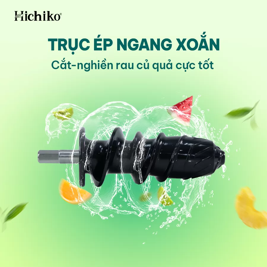 Máy ép chậm trục ngang Hichiko HC3405G công suất 150W, máy ép siêu kiệt bã, giữ dinh dưỡng 98%